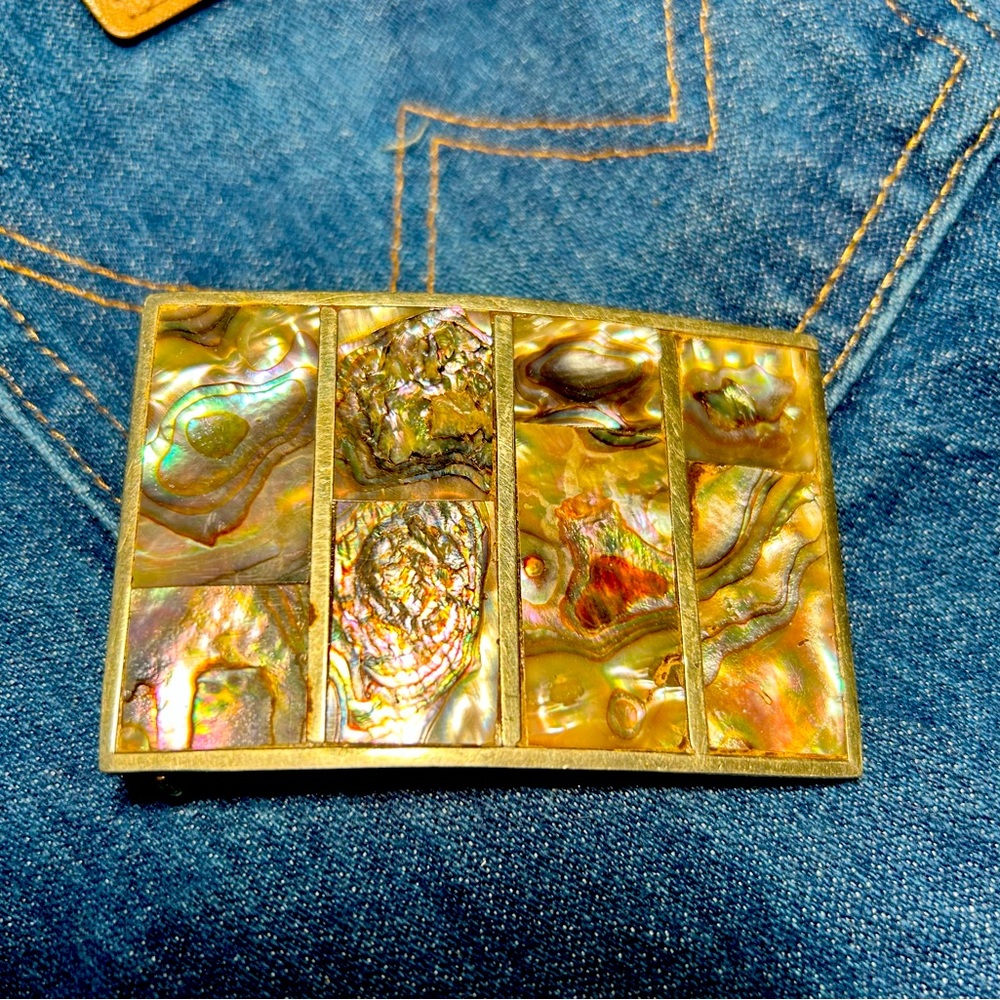 Abalone and Silver Belt Buckle